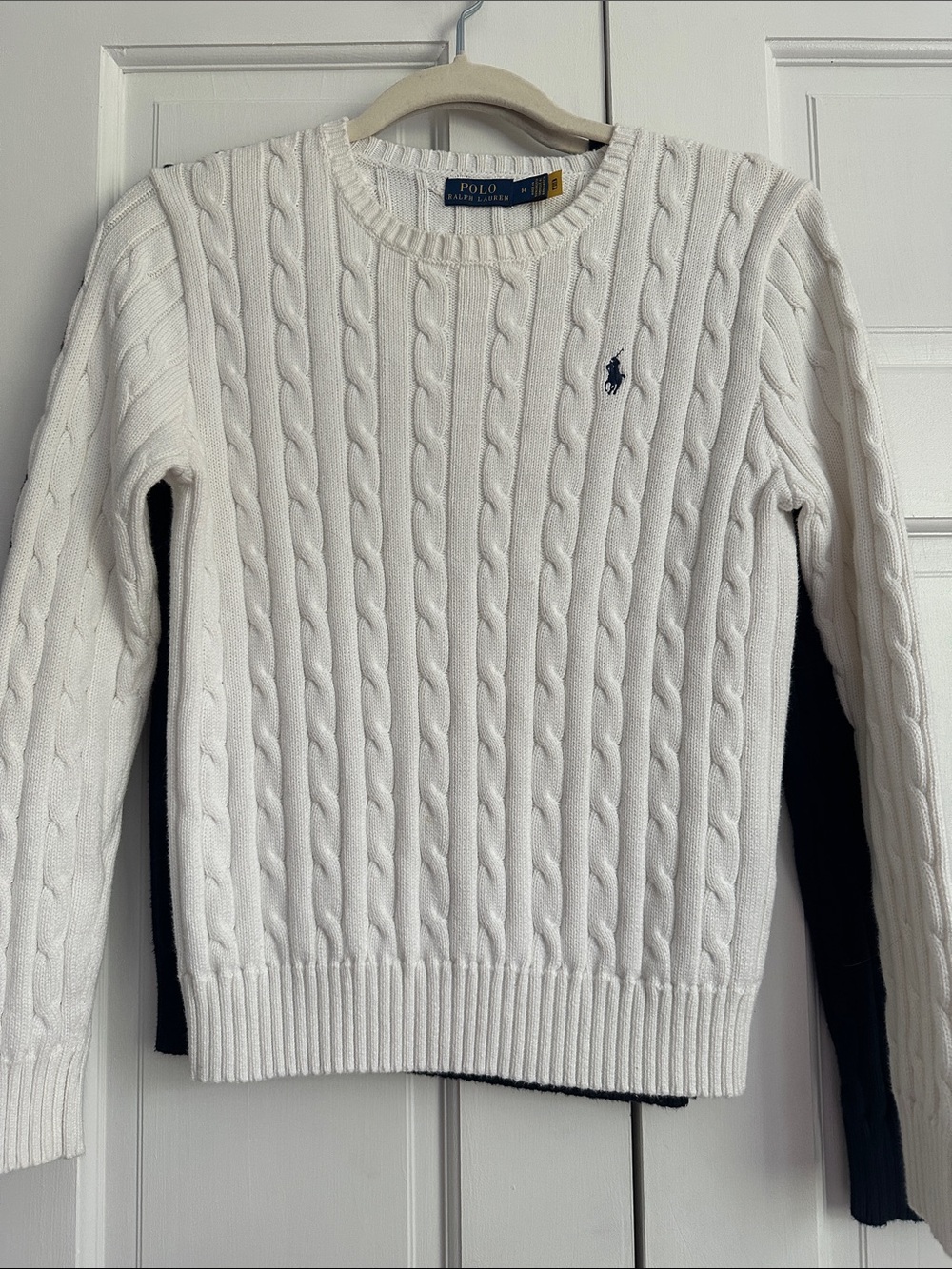 Polo by Ralph Lauren White Cable-Knit Crewneck Sweater